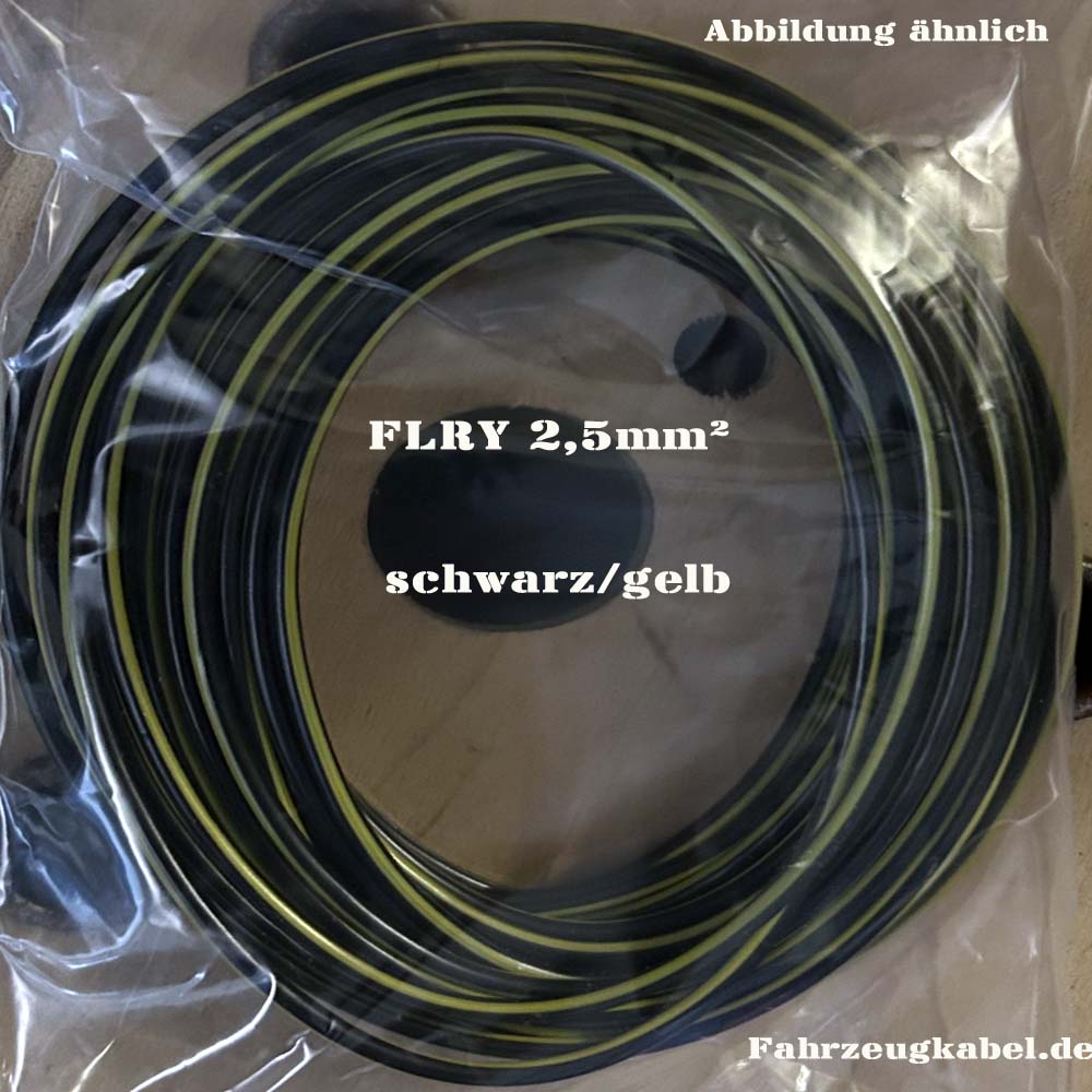 Kabelringe 2,5mm² schwarz-gelb Kabel für Kfz, 10 Meter