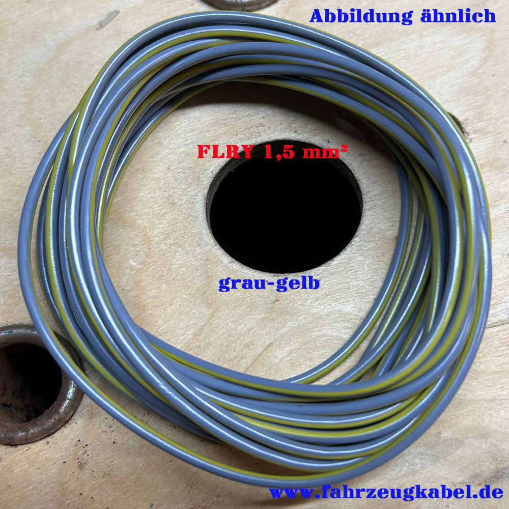 Kabelring FLRY 1,5mm² grau-gelb Kabel für Kfz, 5 Meter