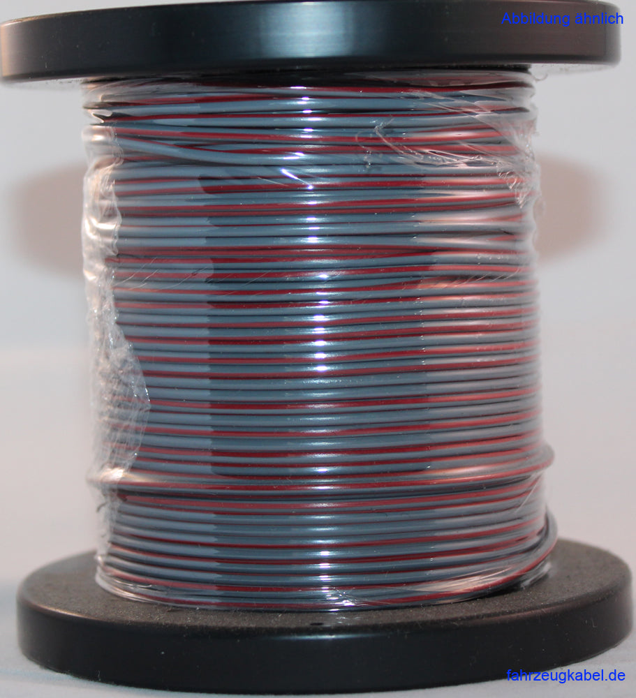 Spule mit grau roter Litze 0,75mm² vor weißem Hintergrund