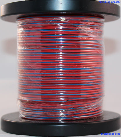 Spule mit rot blauer Litze 0,75mm² vor weißem Hintergrund