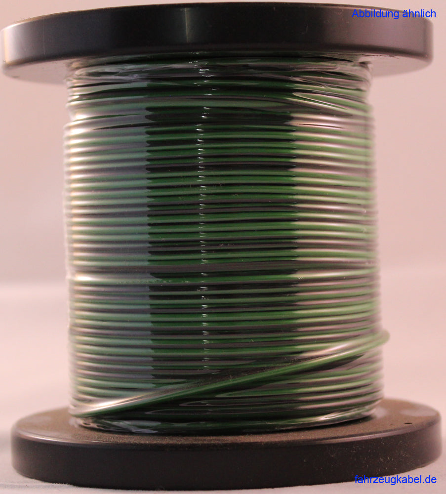 Spule mit grün schwarzer Litze 0,75mm² vor weißem Hintergrund